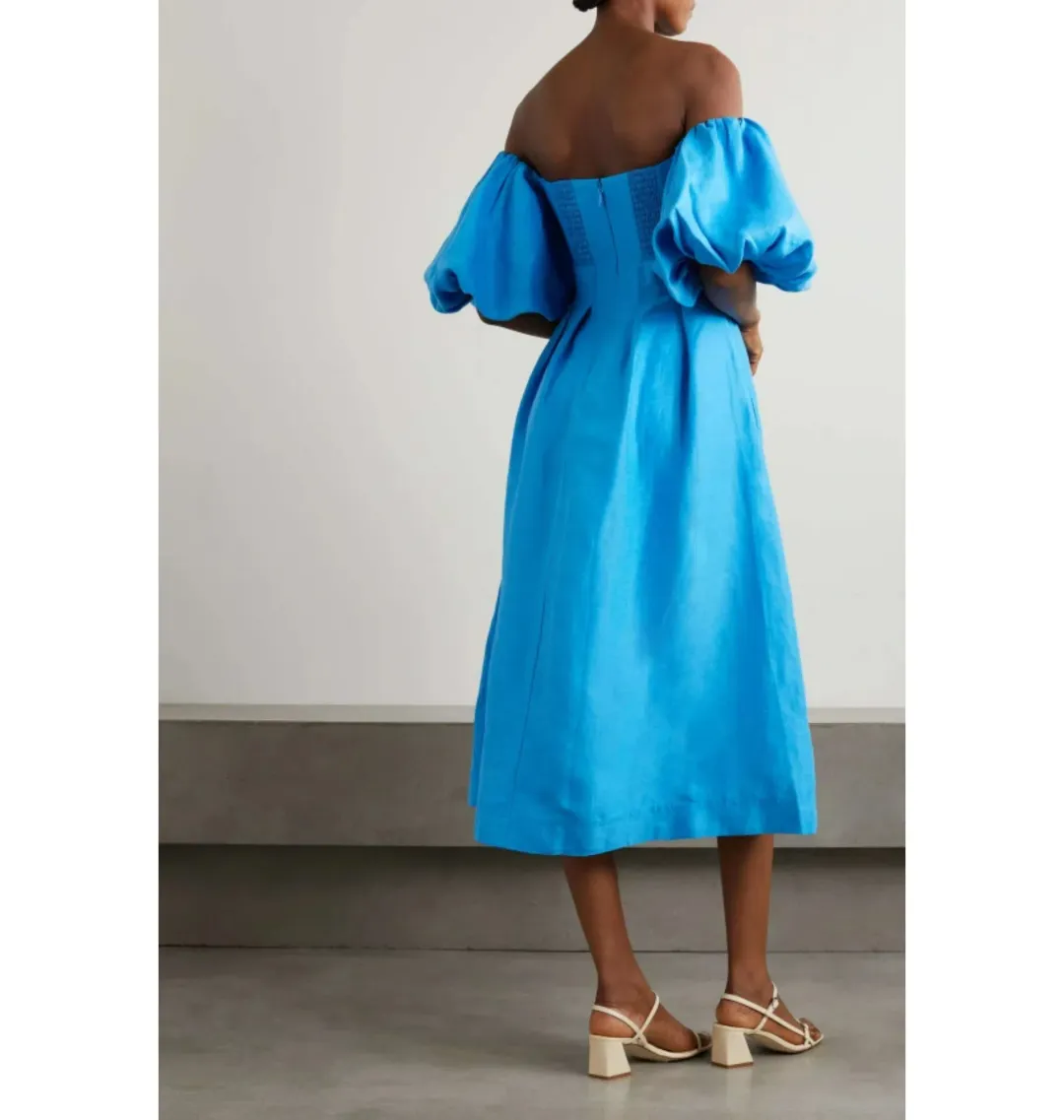 Aje Eugenie Midi Dress Azure Blue Size UK 10 for rent on The Volte - main image