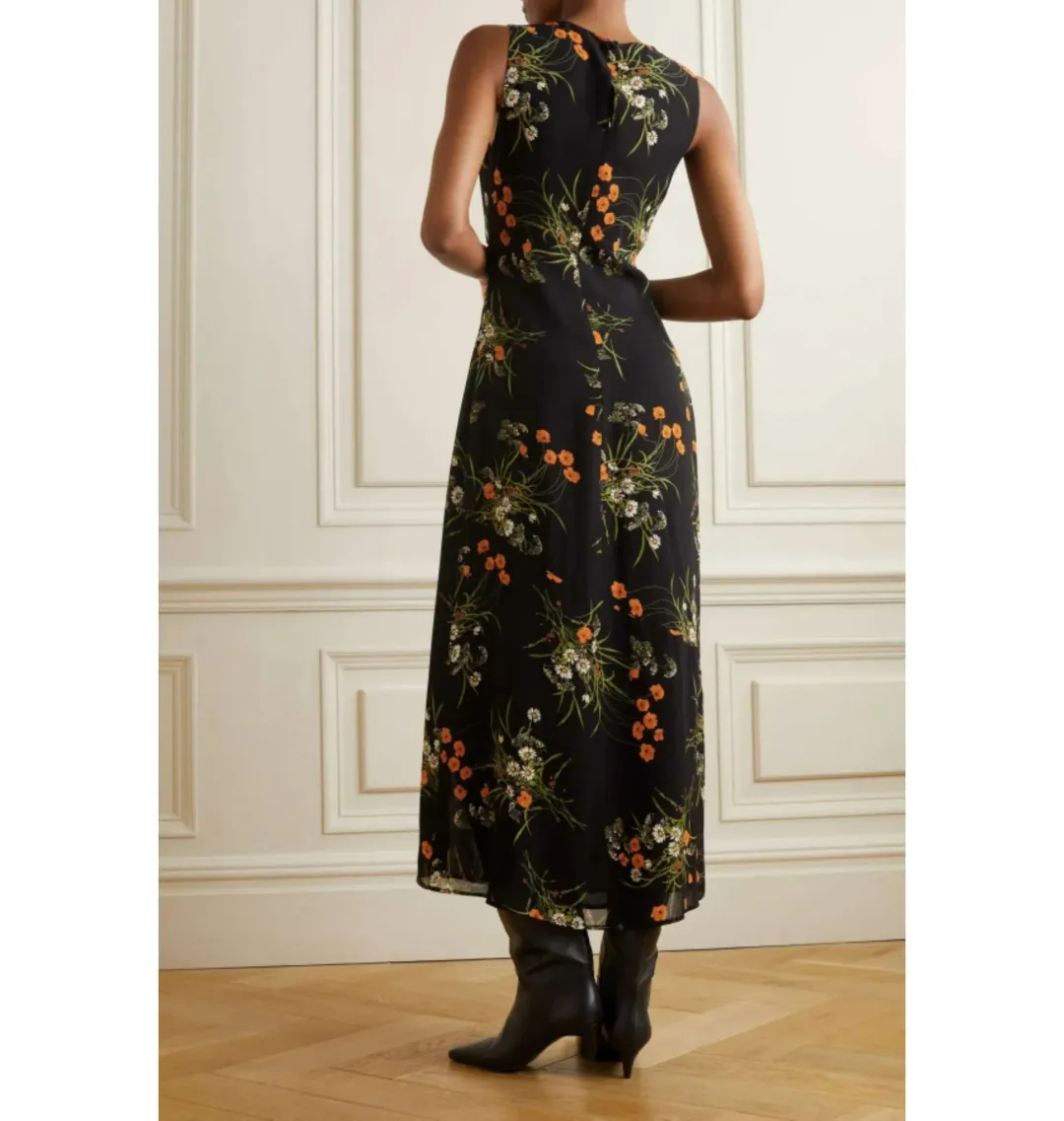 Reformation Ledger Floral Dress Black Floral Size UK 12 for rent on The Volte - main image
