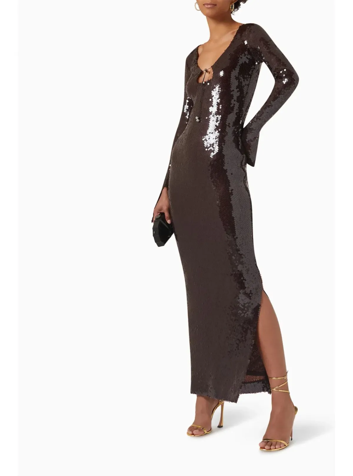16Arlington Solaria Sequin Dress Chocolate Brown Size 10 for rent on The Volte - main image