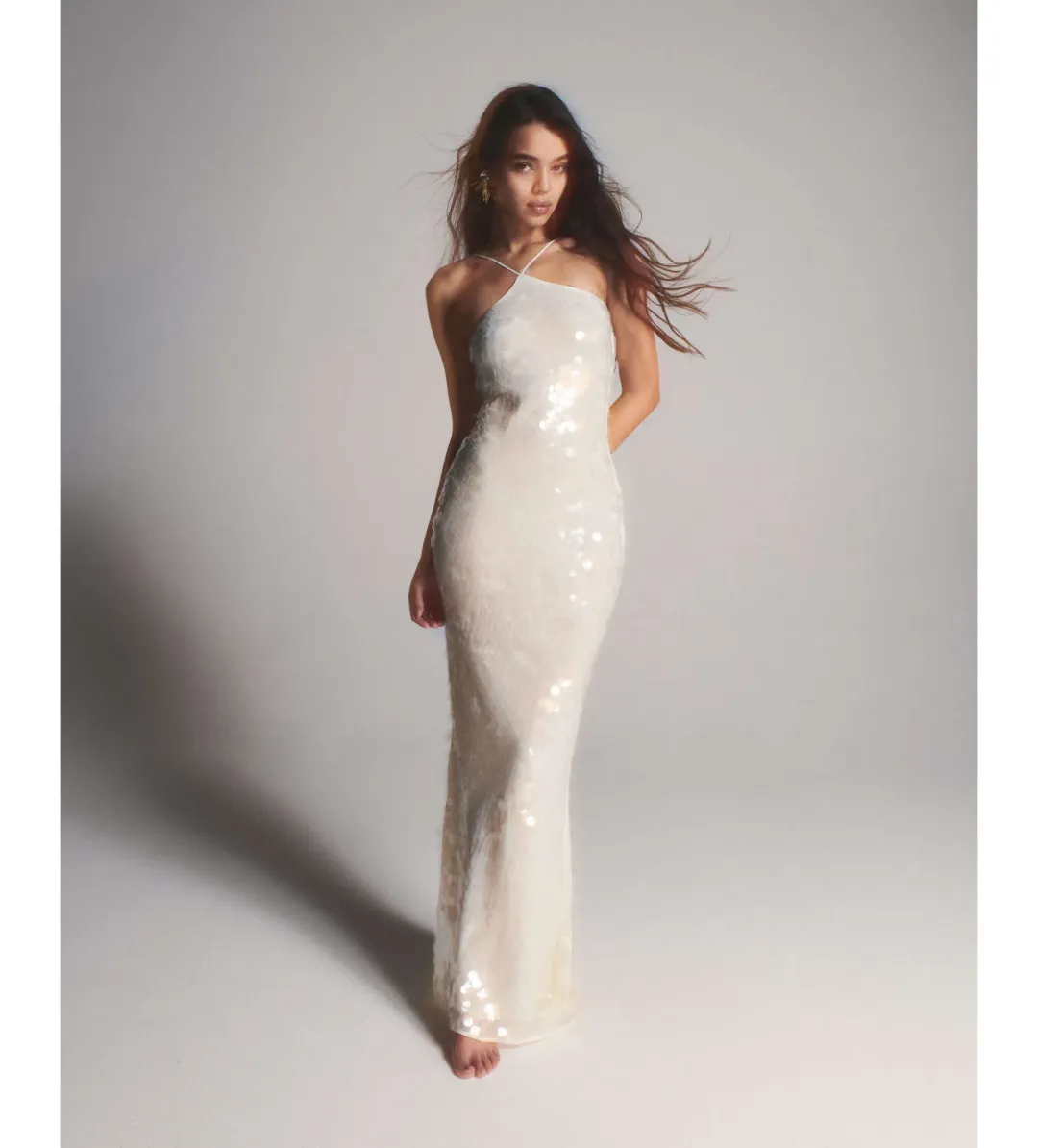 Rat & Boa Emmanuella  Dress White Sequin Size M/UK 10  for rent on The Volte - main image