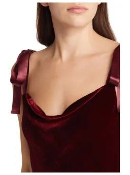 Reformation Nya Velvet Dress Burgundy Size M / UK 10 for rent on The Volte - image 4