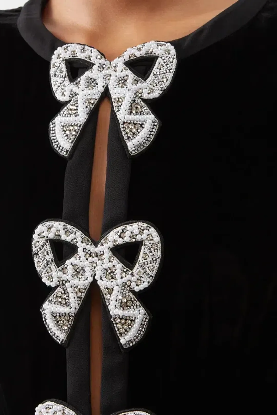 Saloni Camille Crystal Bow Jumpsuit Black Size UK 14 for rent on The Volte - main image