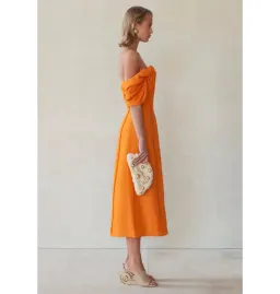 Cult Gaia Muna Off Shoulder Midi Dress Orange Size UK 12 for rent on The Volte - image 2