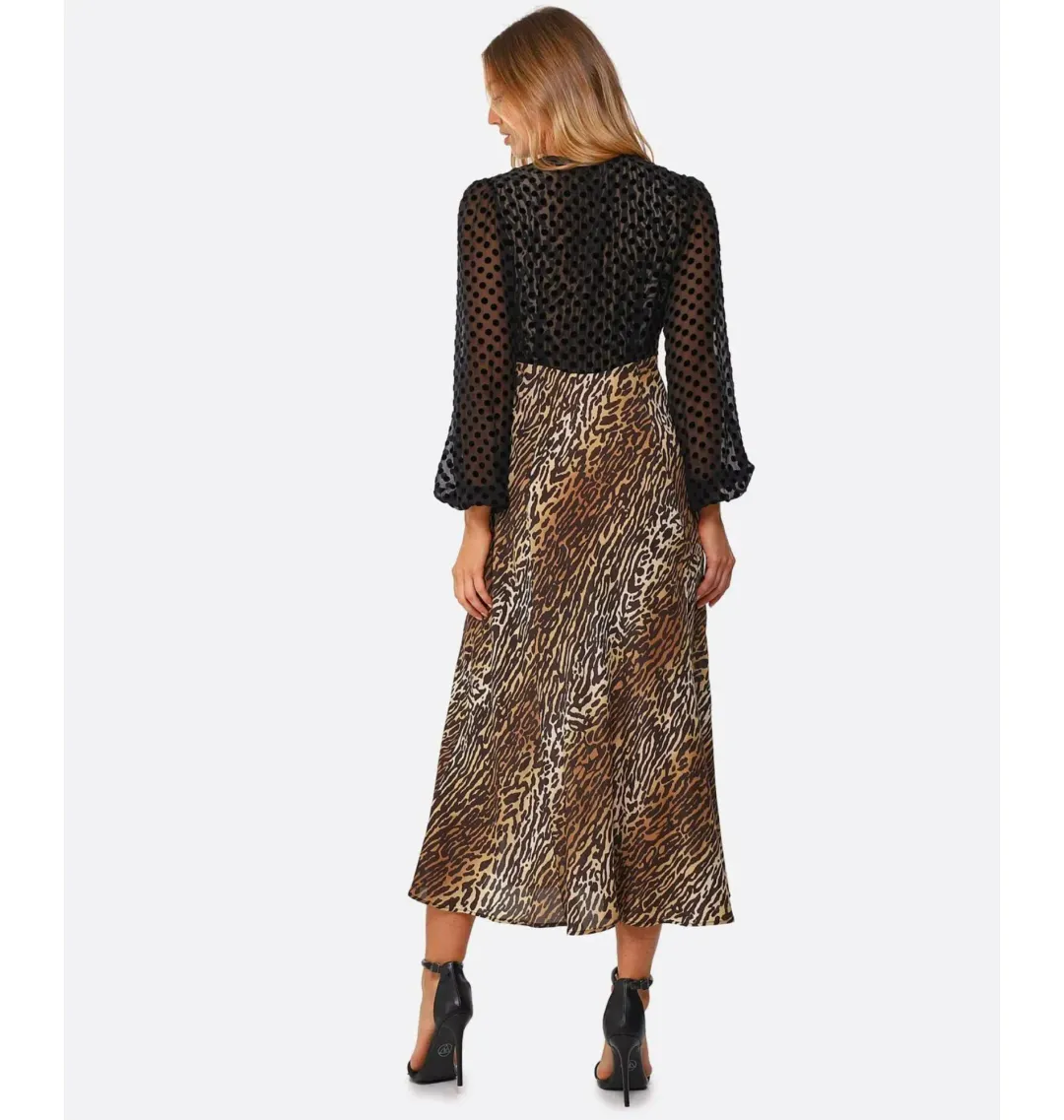 Rixo Melanie Leopard Midi Dress Leopard Print Size UK 12 for rent on The Volte - main image