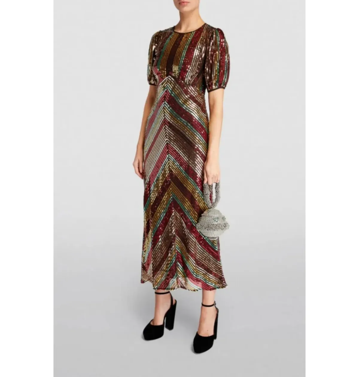 Rixo Daisy Sequin Dress Multi Size UK 12 for rent on The Volte - main image