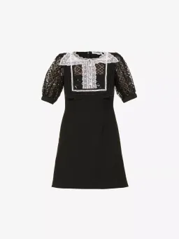 Self Portrait Diamante Bib Front Collared Mini Dress Black Size UK 12 for rent on The Volte - image 5