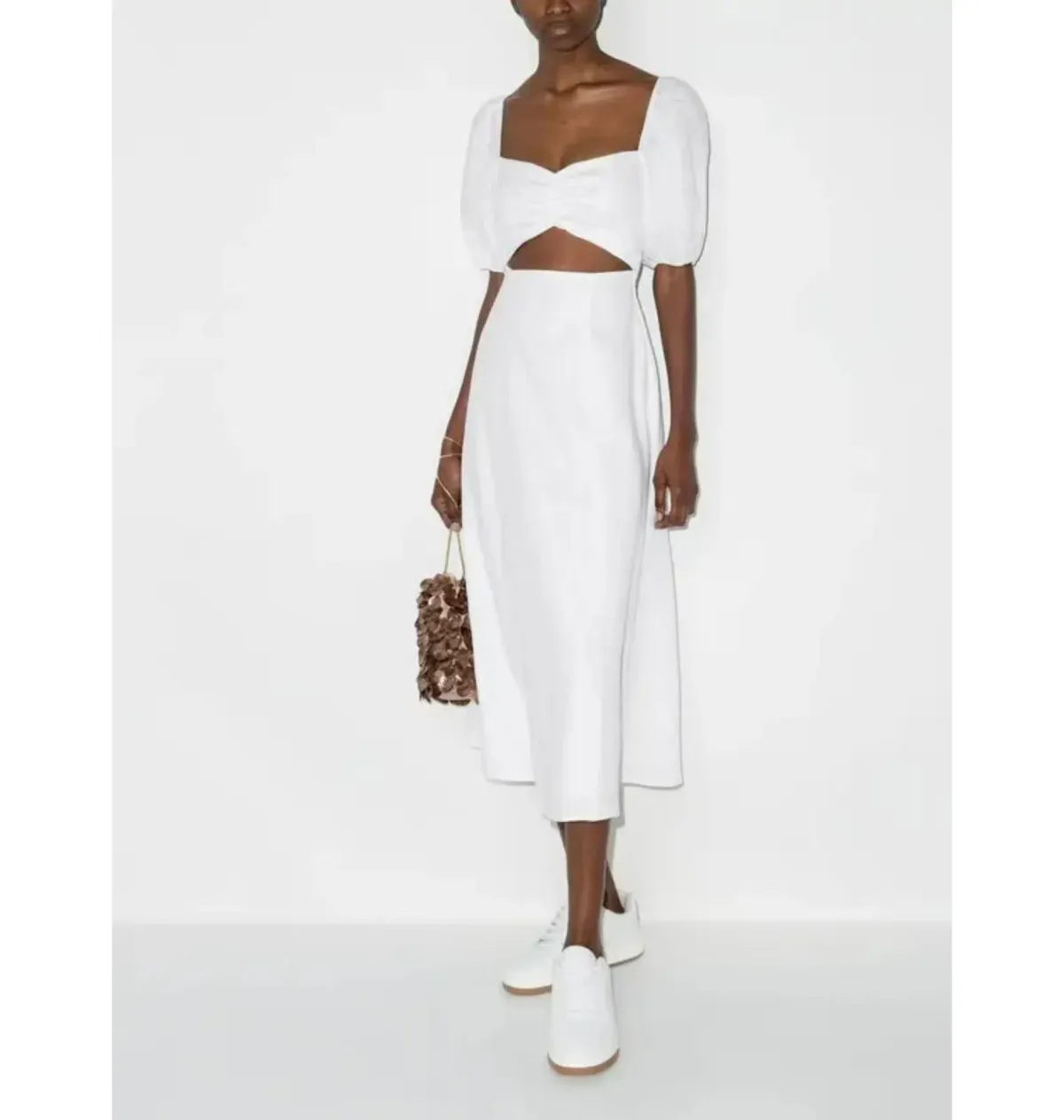 Reformation Pompano Linen Dress White Size UK 12 for rent on The Volte - main image