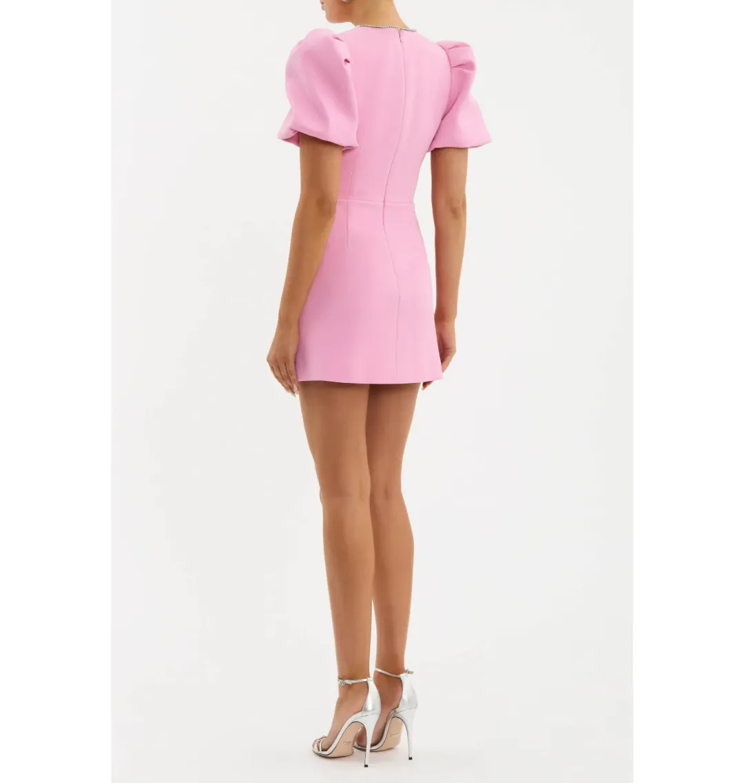 Rebecca Vallance Karina Puff Sleeve Mini Dress Pink Size UK 8 for rent on The Volte - main image