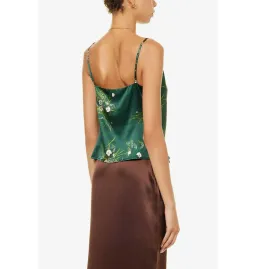 Reformation Renae Floral Silk-Satin Top Green Size UK 10 for rent on The Volte - image 2