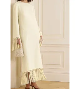 Taller Marmo Claudia Venti Fringed Dress Cream Size 10  for rent on The Volte - image 2