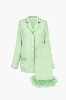 Sleeper Party Pyjama Set with Feathers Mint Green Size M / UK 10 for rent on The Volte - image 4