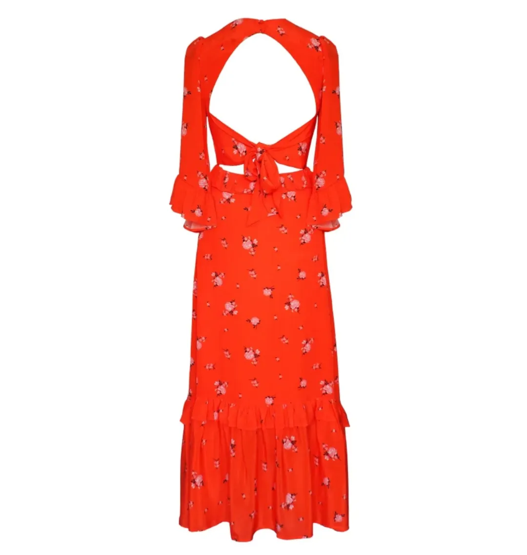 Queens of Archive Patti Tie Back Dress Red Size S / UK 8 for rent on The Volte - main image