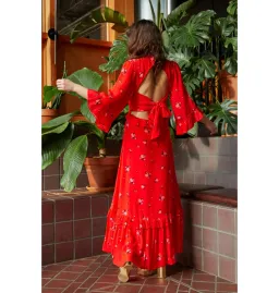 Queens of Archive Patti Tie Back Dress Red Size S / UK 8 for rent on The Volte - image 2