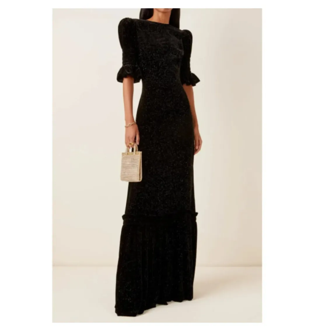 The Vampire’s Wife Night Flight Velvet Glitter Gown Black Size UK 14 for rent on The Volte - main image