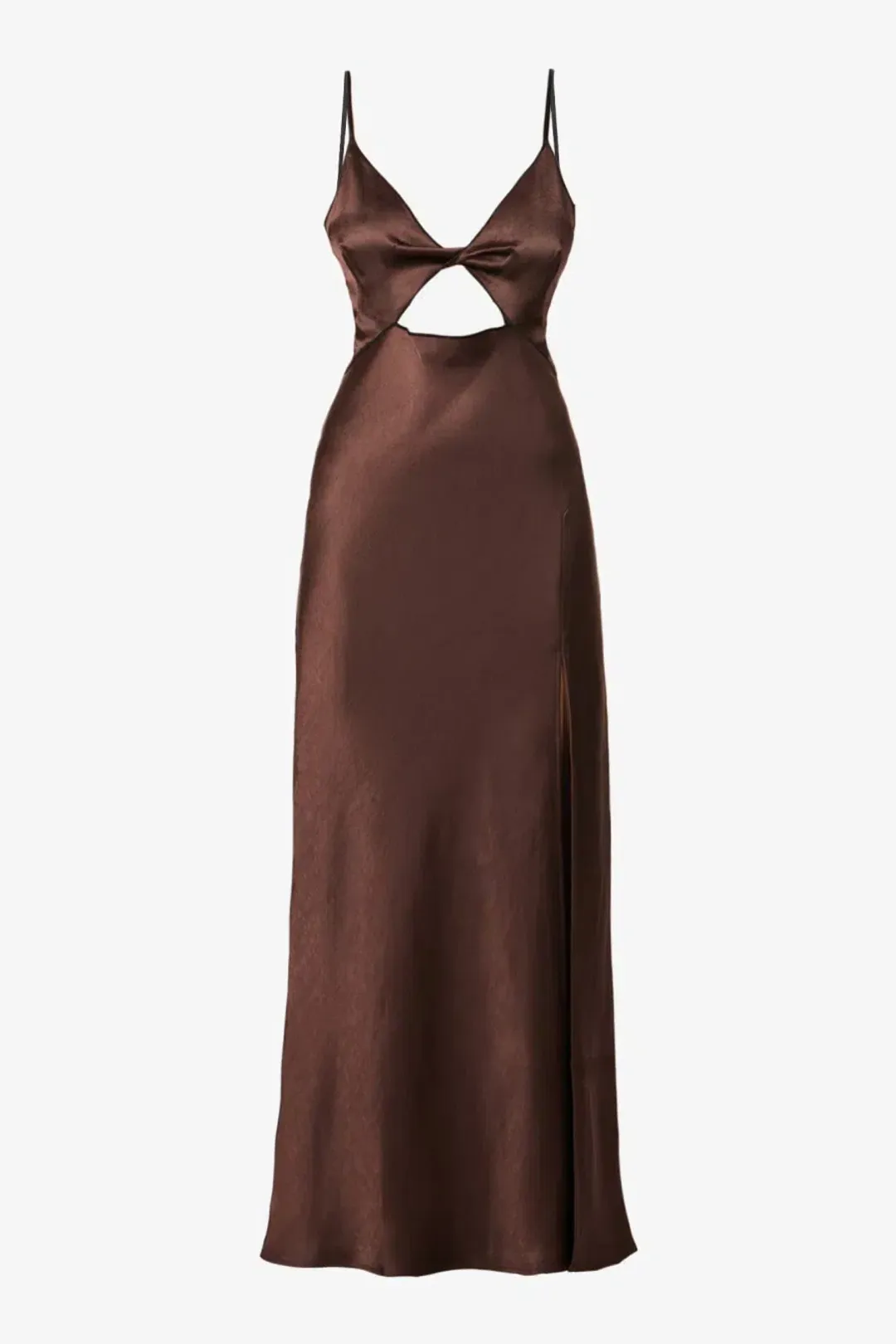 Bec & Bridge Hazel Cut Out Slip Maxi Dress Chocolate Size UK 10 for rent on The Volte - main image