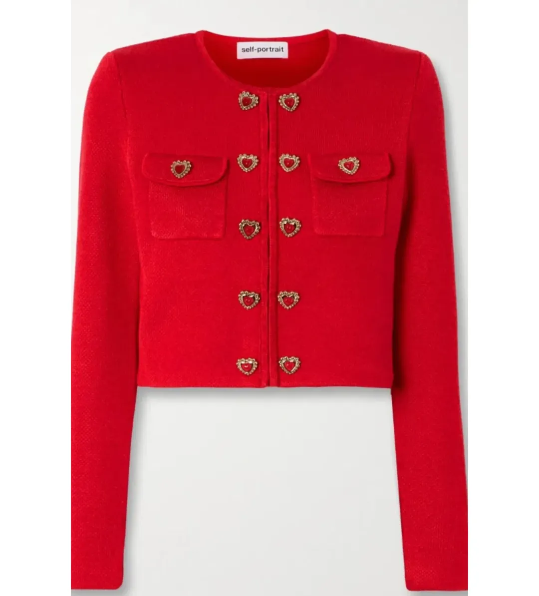 Self-Portrait Heart Buttoned Cardigan Red Size M/Au 10 for rent on The Volte - main image