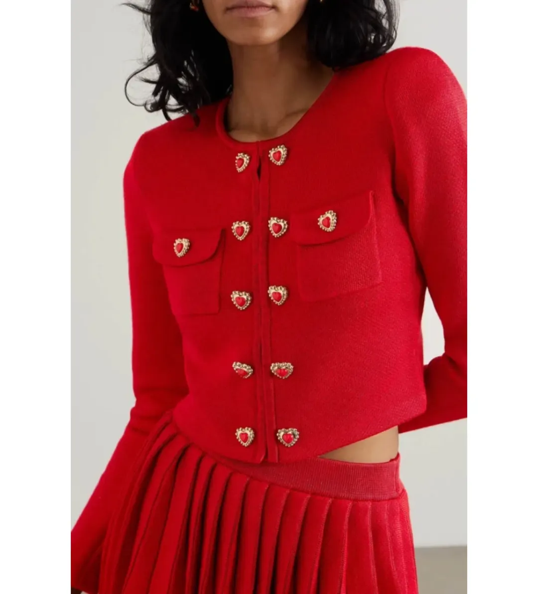 Self-Portrait Heart Buttoned Cardigan Red Size M/Au 10 for rent on The Volte - main image