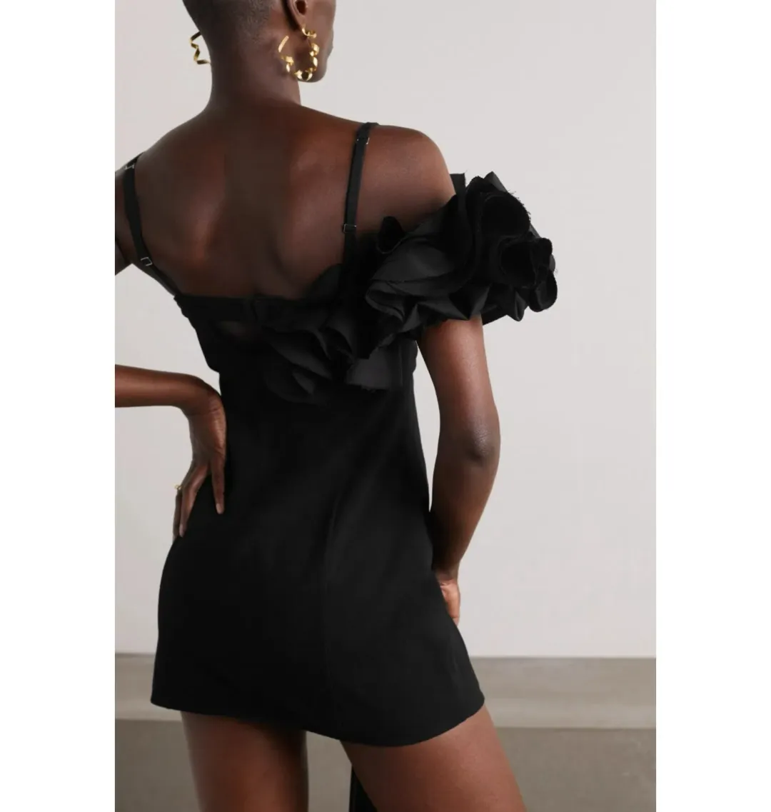 Jacquemus Le Robe Duna Frill Dress Black Size UK 10  for rent on The Volte - main image