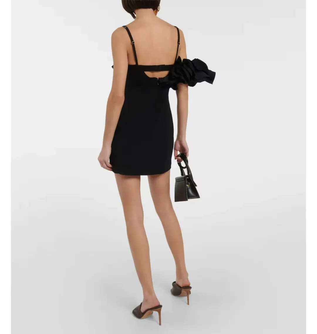 Jacquemus Le Robe Duna Frill Dress Black Size UK 10  for rent on The Volte - main image