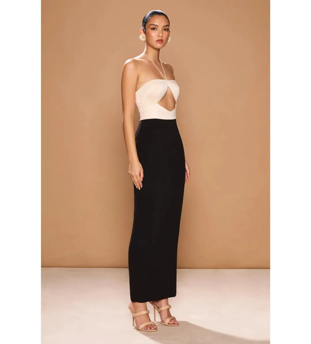 Sonya Moda Siena Spliced Maxi Dress Black Multi Size UK 10 for rent on The Volte - main image