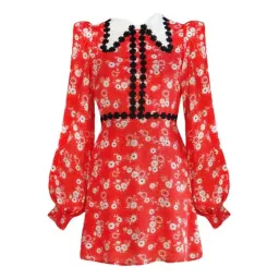 Queens of Archive Mary Daisy Print Mini Dress Red Size UK 10 for rent on The Volte - image 2