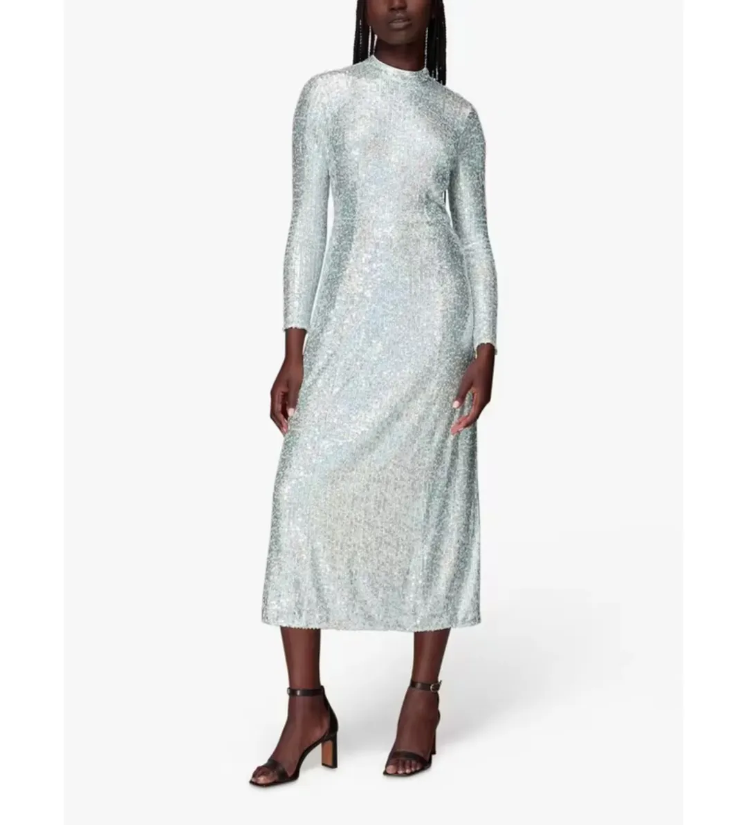 Whistles Silver Sequin Column Dress Silver Size UK 10 for rent on The Volte - main image