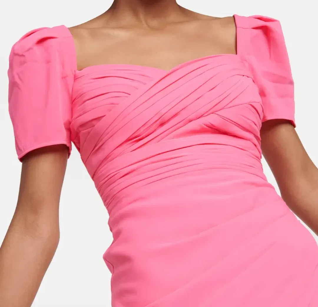 Self Portrait Iris Crepe Midi Dress Pink Size UK 16 for rent on The Volte - main image