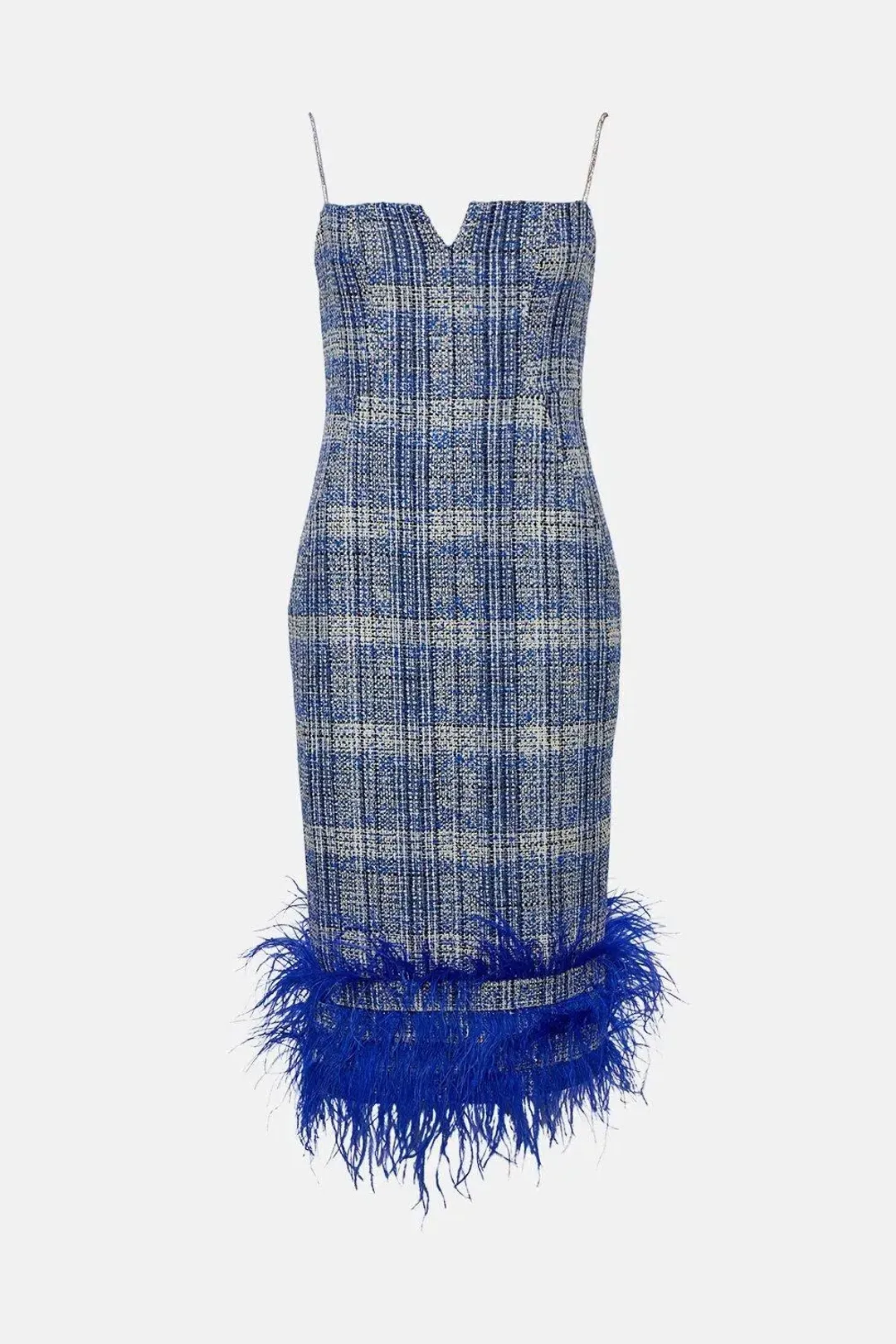 Karen Millen Tweed Midi Dress Blue Size UK 14 for rent on The Volte - main image