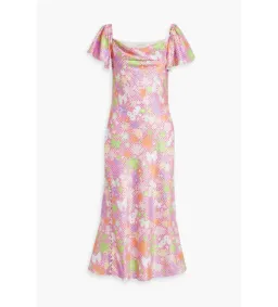Olivia Rubin Amelia Midi Dress Floral Pink UK Size 8 for rent on The Volte - image 4