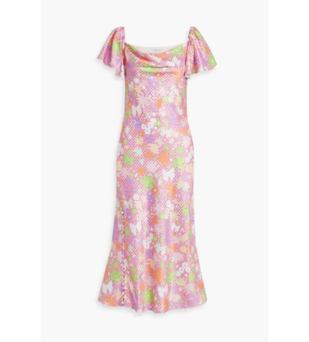 Olivia Rubin Amelia Midi Dress Floral Pink UK Size 12 for rent on The Volte - main image
