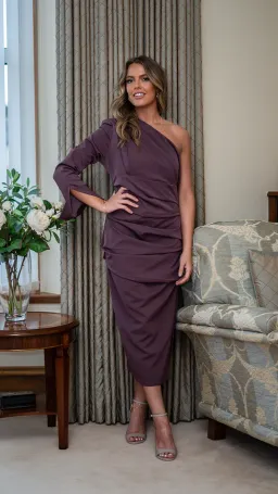 Kevan Jon Pixie Midi Dress Grape Size UK 16 for rent on The Volte - image 1