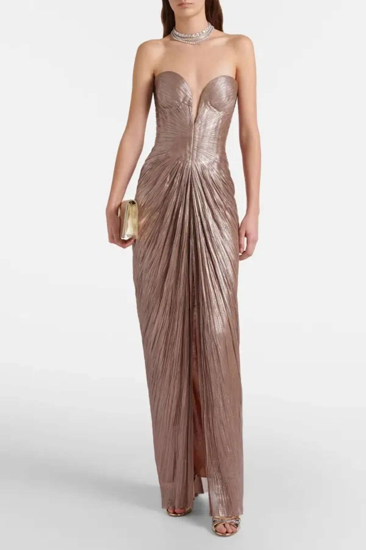 Maria Lucia Hohan Alessandra draped lamé gown for rent on The Volte - main image