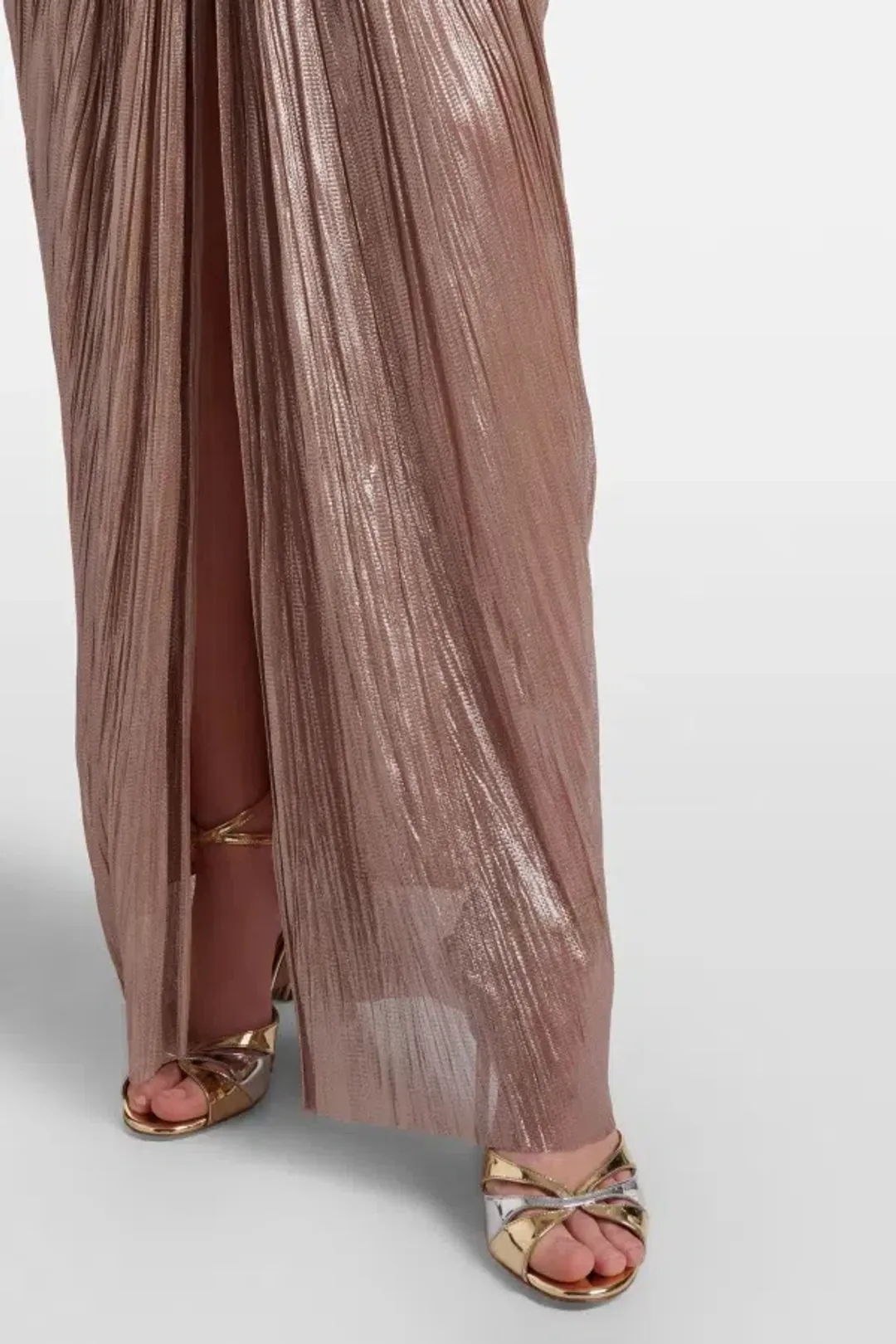 Maria Lucia Hohan Alessandra draped lamé gown for rent on The Volte - main image