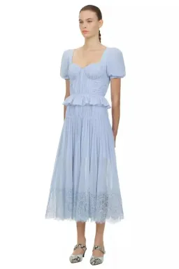 Self Portrait Blue Chiffon Midi Dress Size 12 for rent on The Volte - image 1