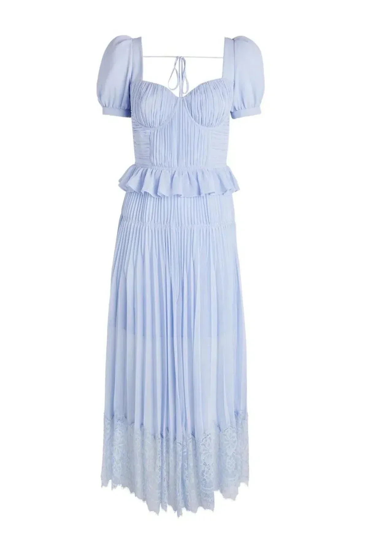 Self Portrait Blue Chiffon Midi Dress Size 12 - Image 2