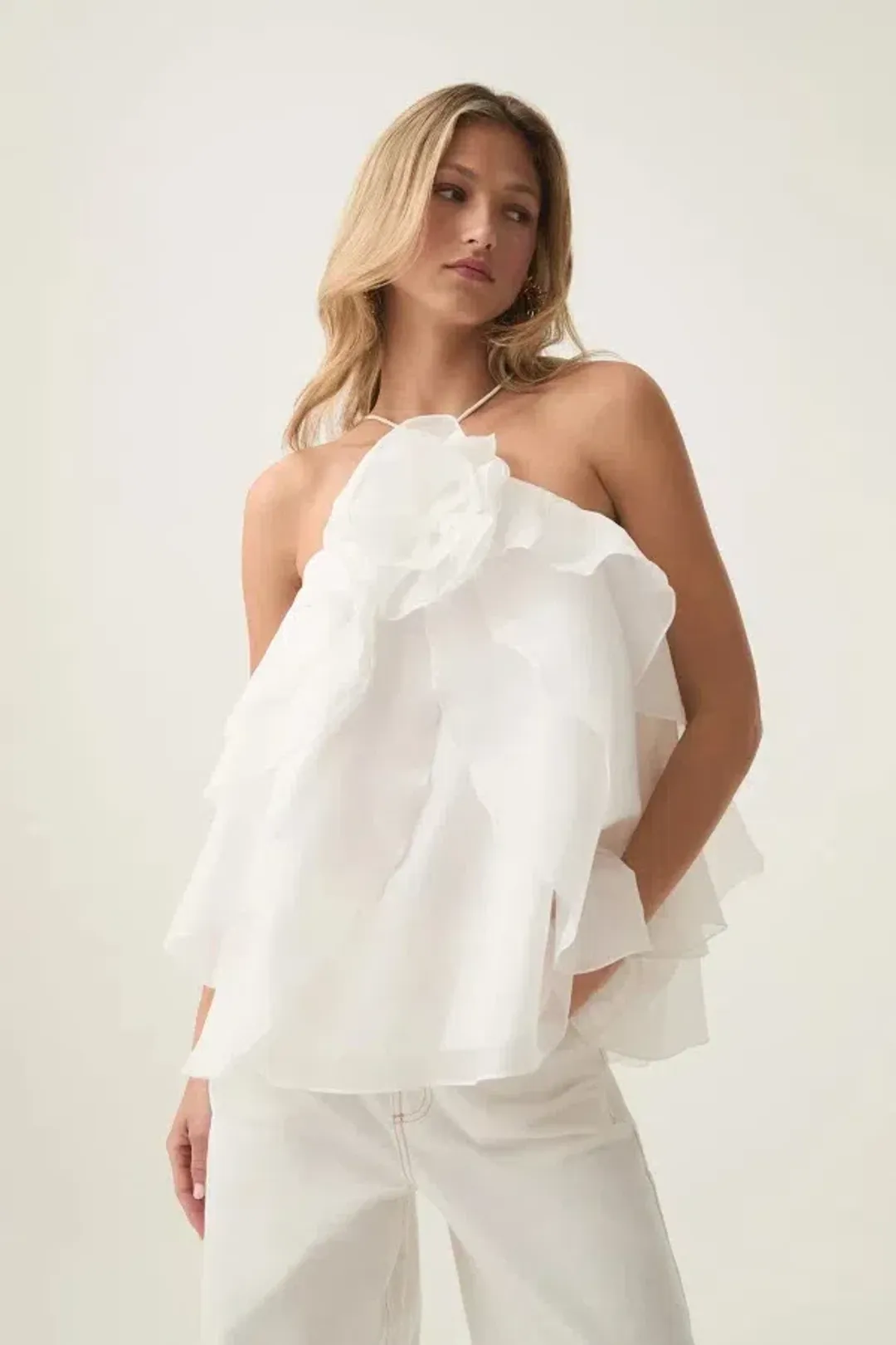 Aje Pandorea Top White Size UK 8 for rent on The Volte - main image