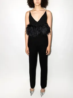 16ARLINGTON Poppy Cropped Feather Cami Top Black Size 12 for rent on The Volte - image 1
