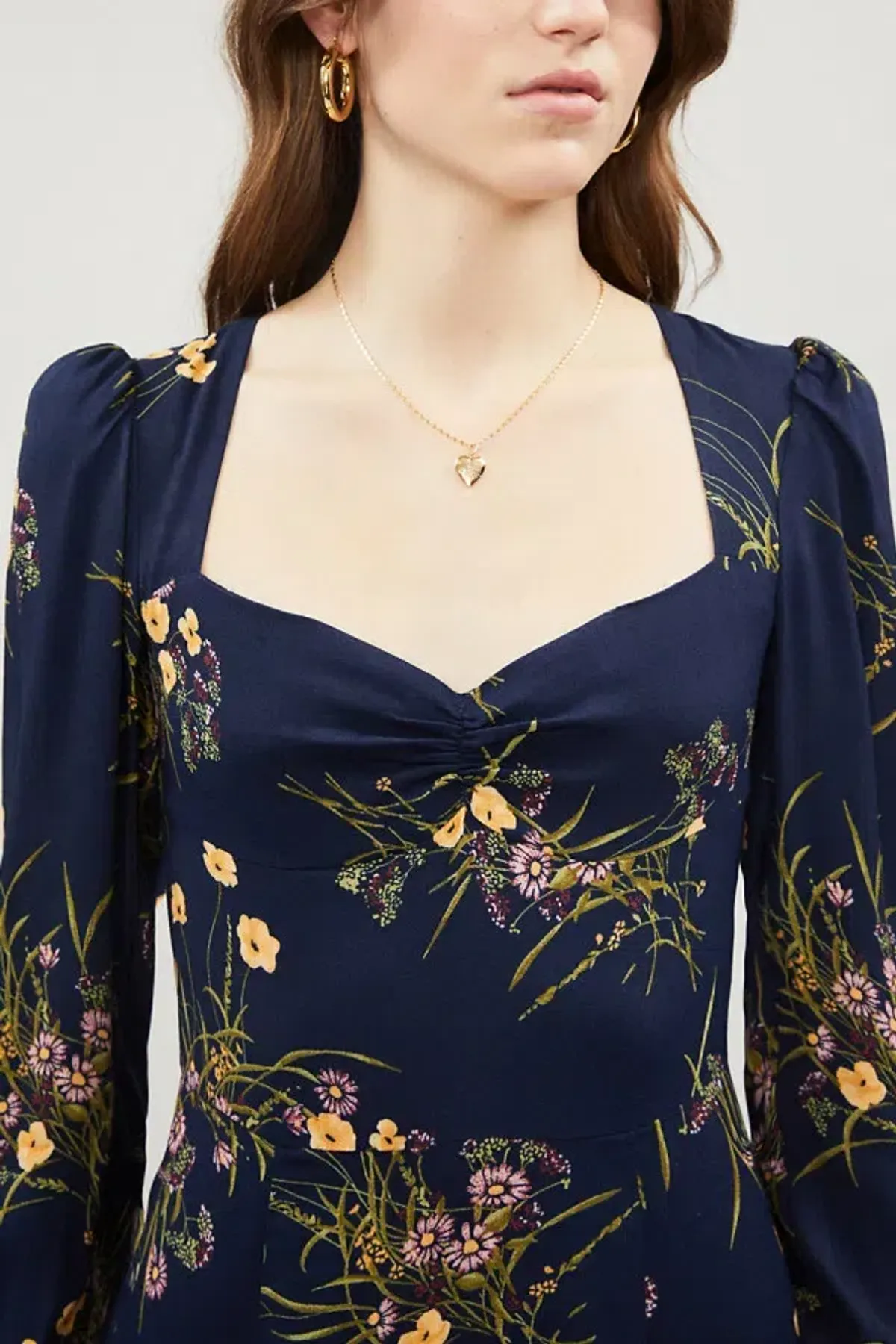 Reformation Wallflower Midi Dress Navy Floral Size 12 - Image 2