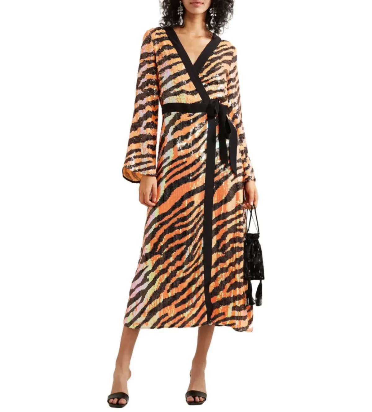 Rixo Gigi Tiger Sequin Dress Print Size XS/ UK 6 - Image 2