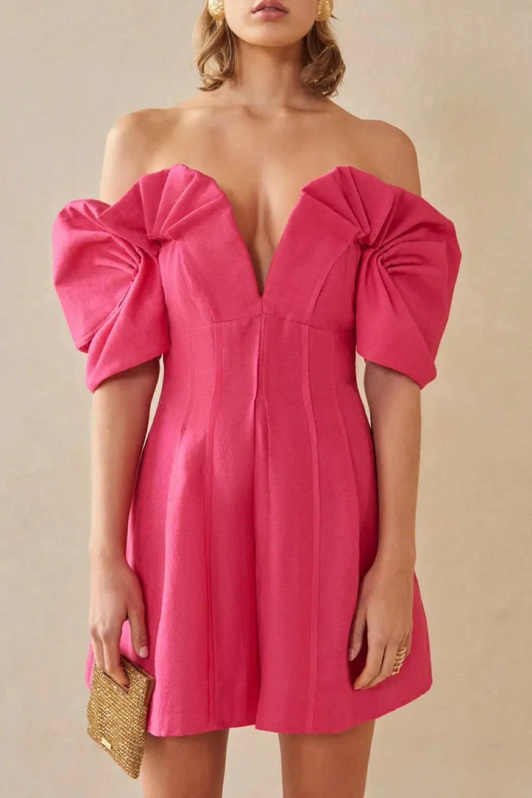 Cult Gaia Asal Mini Dress Calliandra Pink Size UK 12 for rent on The Volte - main image