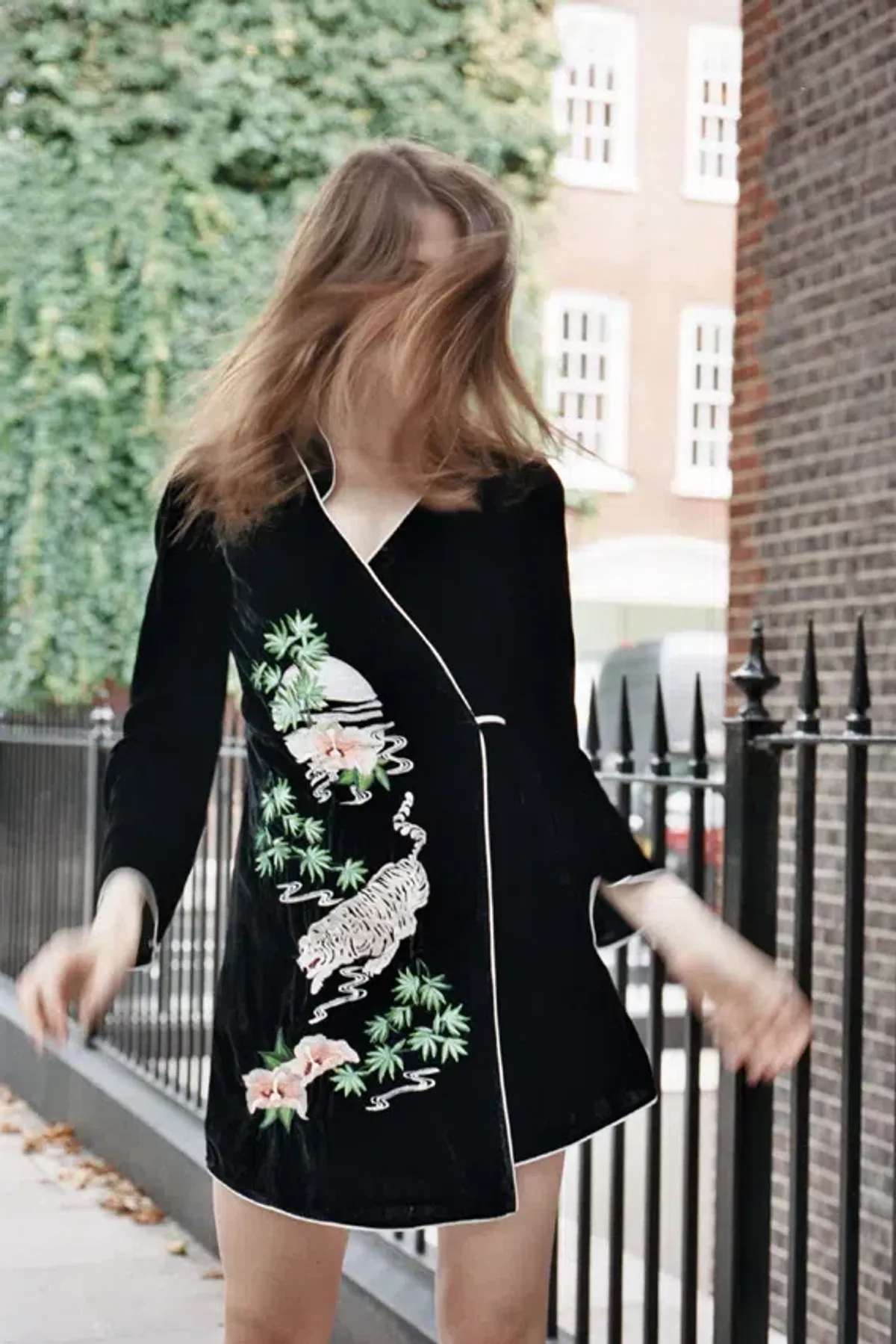 RIXO Iris Tiger Wrap Mini Dress Black Size UK 10 - Image 3