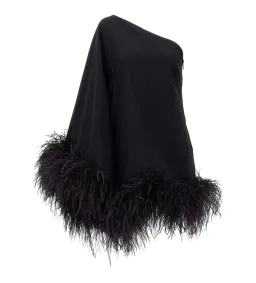 Taller Marmo Piccolo Ubud feather-trim one-shoulder Dress Black Size 8 for rent on The Volte - image 5