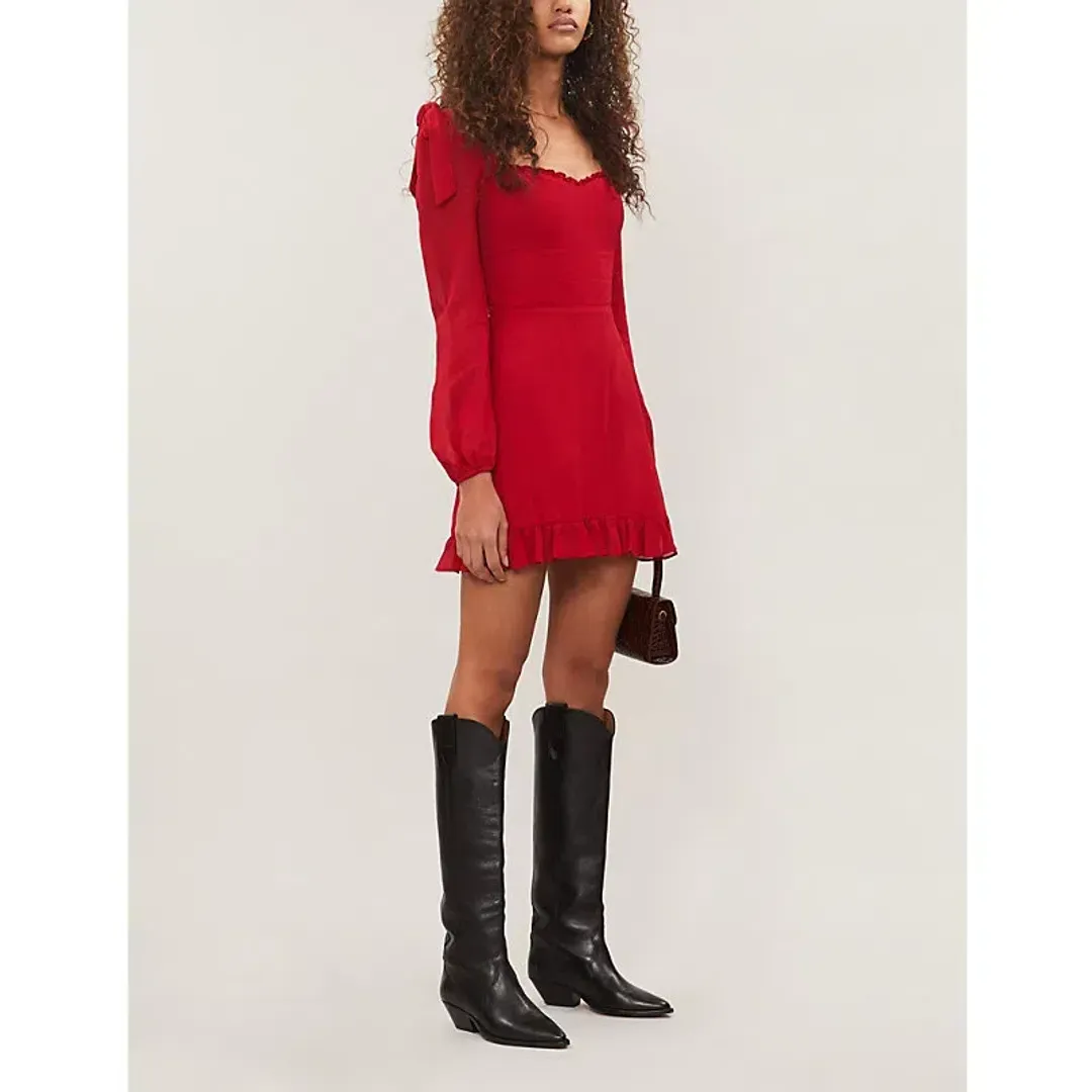 Reformation Elin Mini Dress Red Size 12 for rent on The Volte - main image