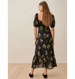 Reformation Charlee Dress Black Floral Size UK 12 for rent on The Volte - image 2