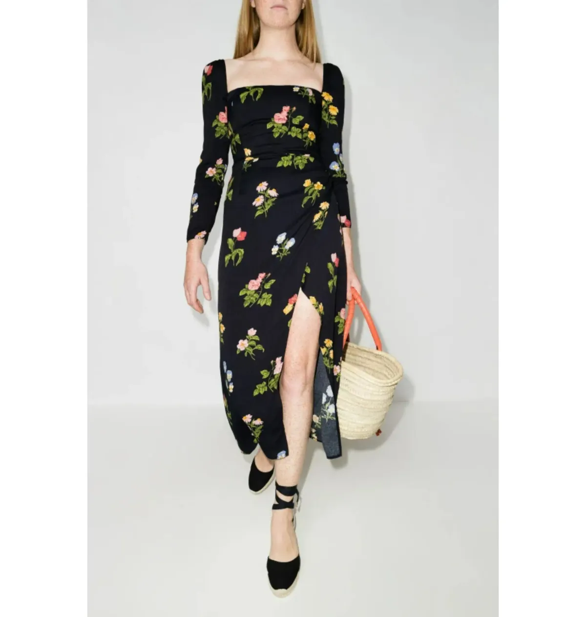 Reformation Hilda Dress Black Floral Size UK 12 - Image 1