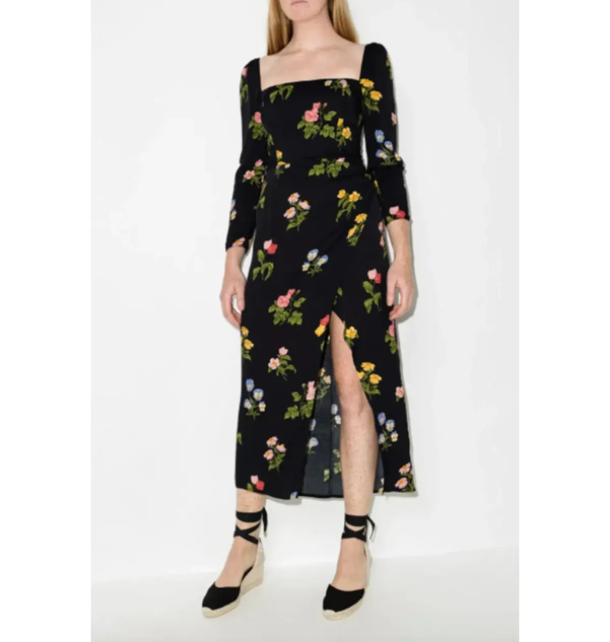 Reformation Hilda Dress Black Floral Size UK 12 - Image 2
