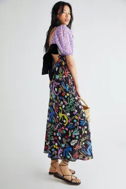 Rixo Anastasia Backless Midi Dress Sea Life Black Multi Size M / UK 12 for rent on The Volte - image 3