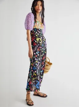 Rixo Anastasia Backless Midi Dress Sea Life Black Multi Size M / UK 12 for rent on The Volte - image 1