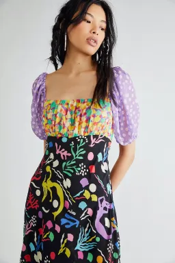 Rixo Anastasia Backless Midi Dress Sea Life Black Multi Size M / UK 12 for rent on The Volte - image 2