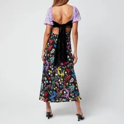 Rixo Anastasia Backless Midi Dress Sea Life Black Multi Size M / UK 12 for rent on The Volte - image 4